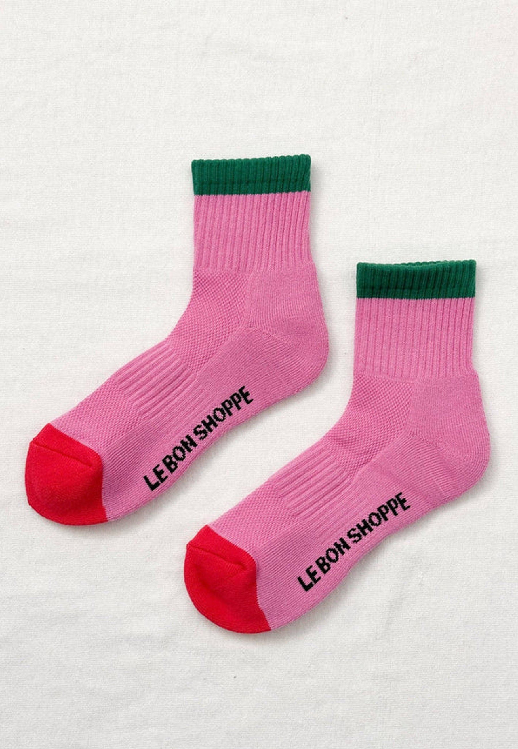 Color Block Girlfriend Socks - Rose Green