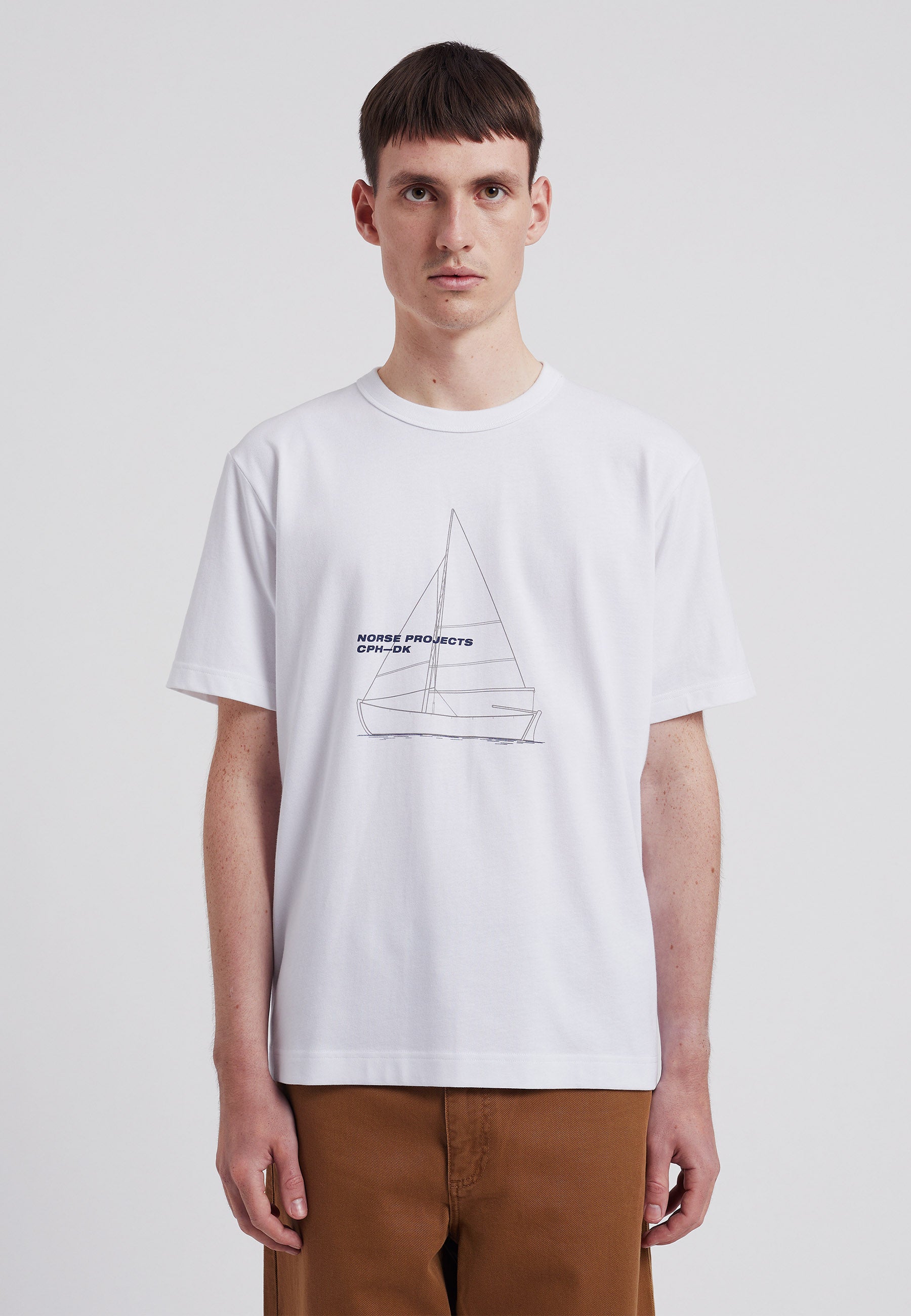 Holger Organic Boat Print T-Shirt - White