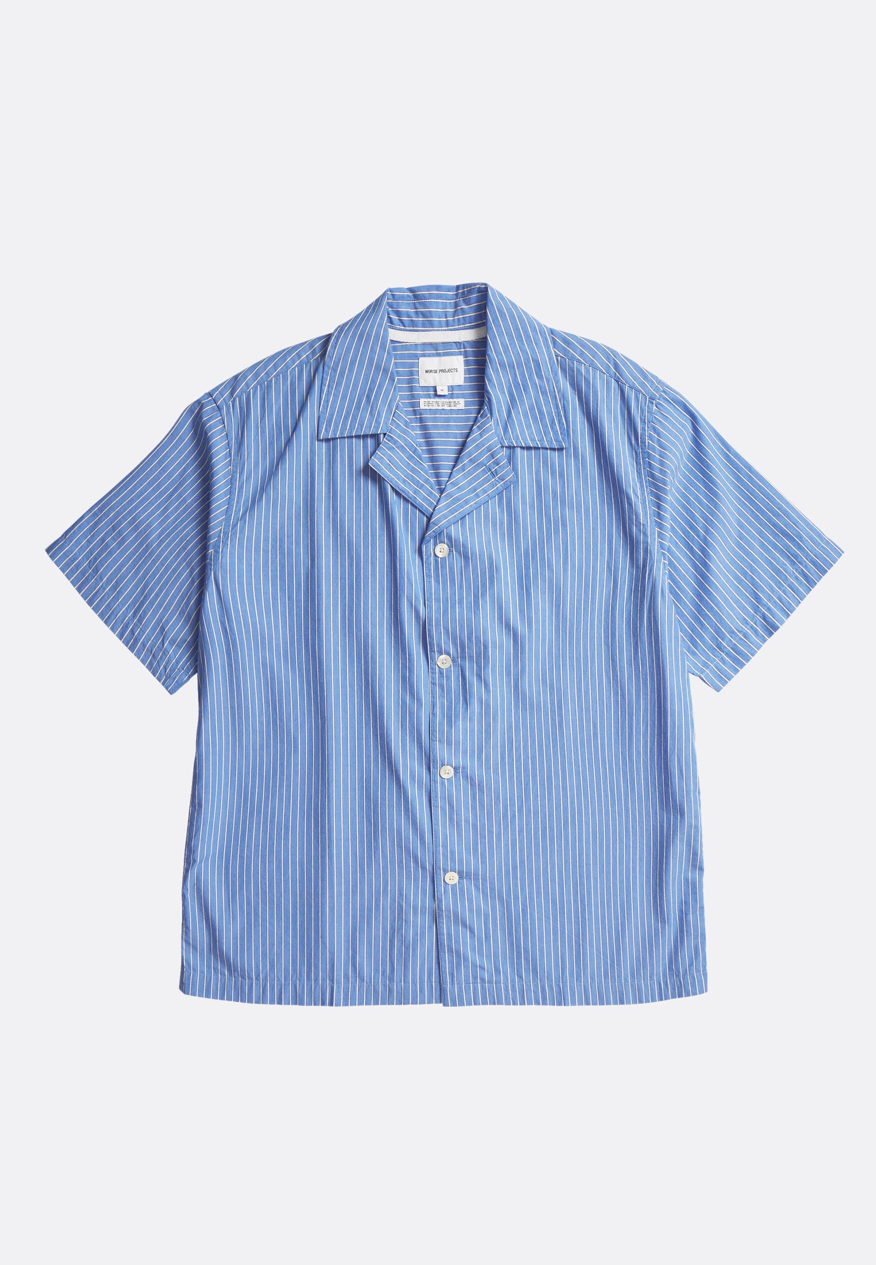 Mads Poplin Stripe SS Shirt - Blue Stripe