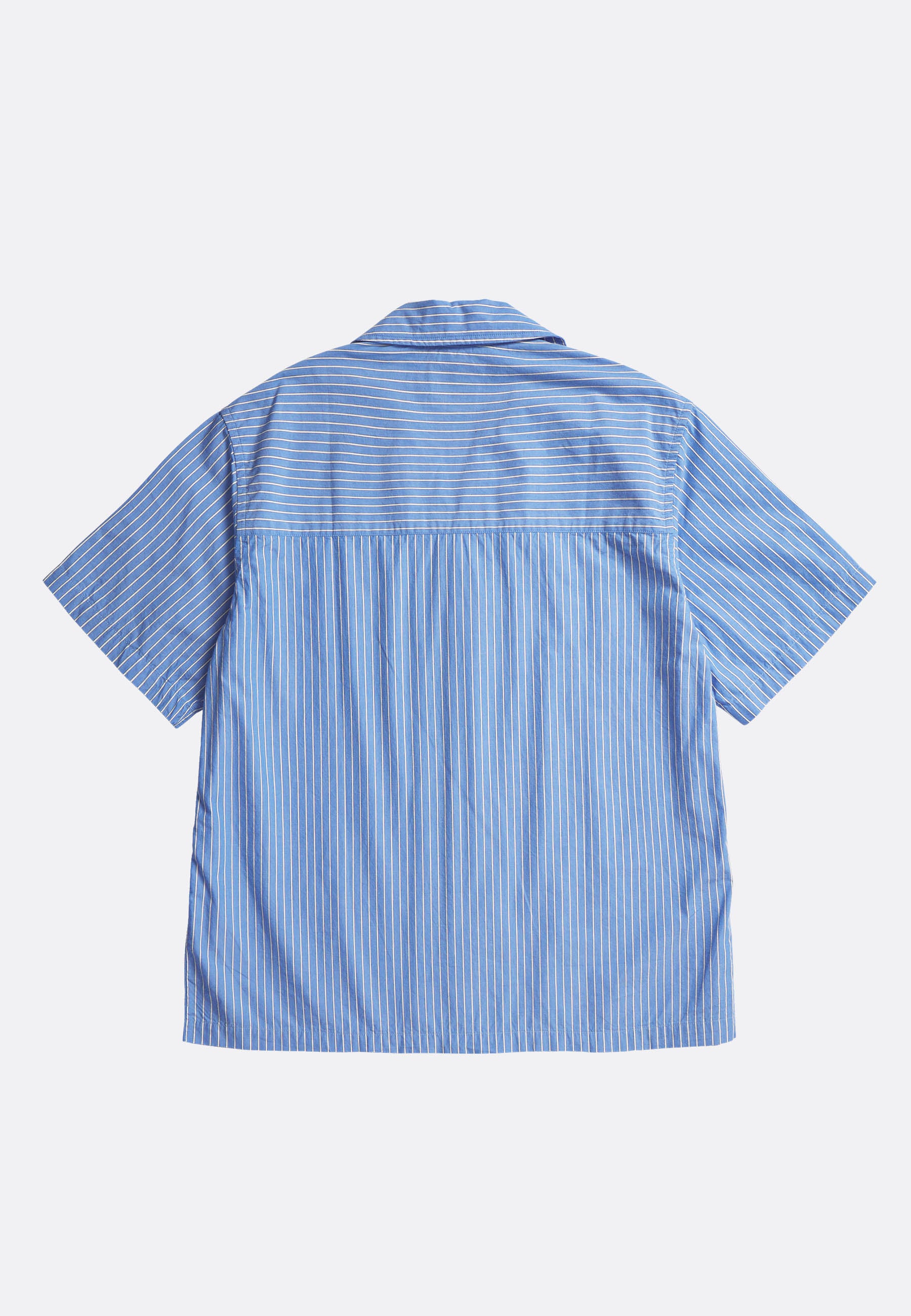 Mads Poplin Stripe SS Shirt - Blue Stripe