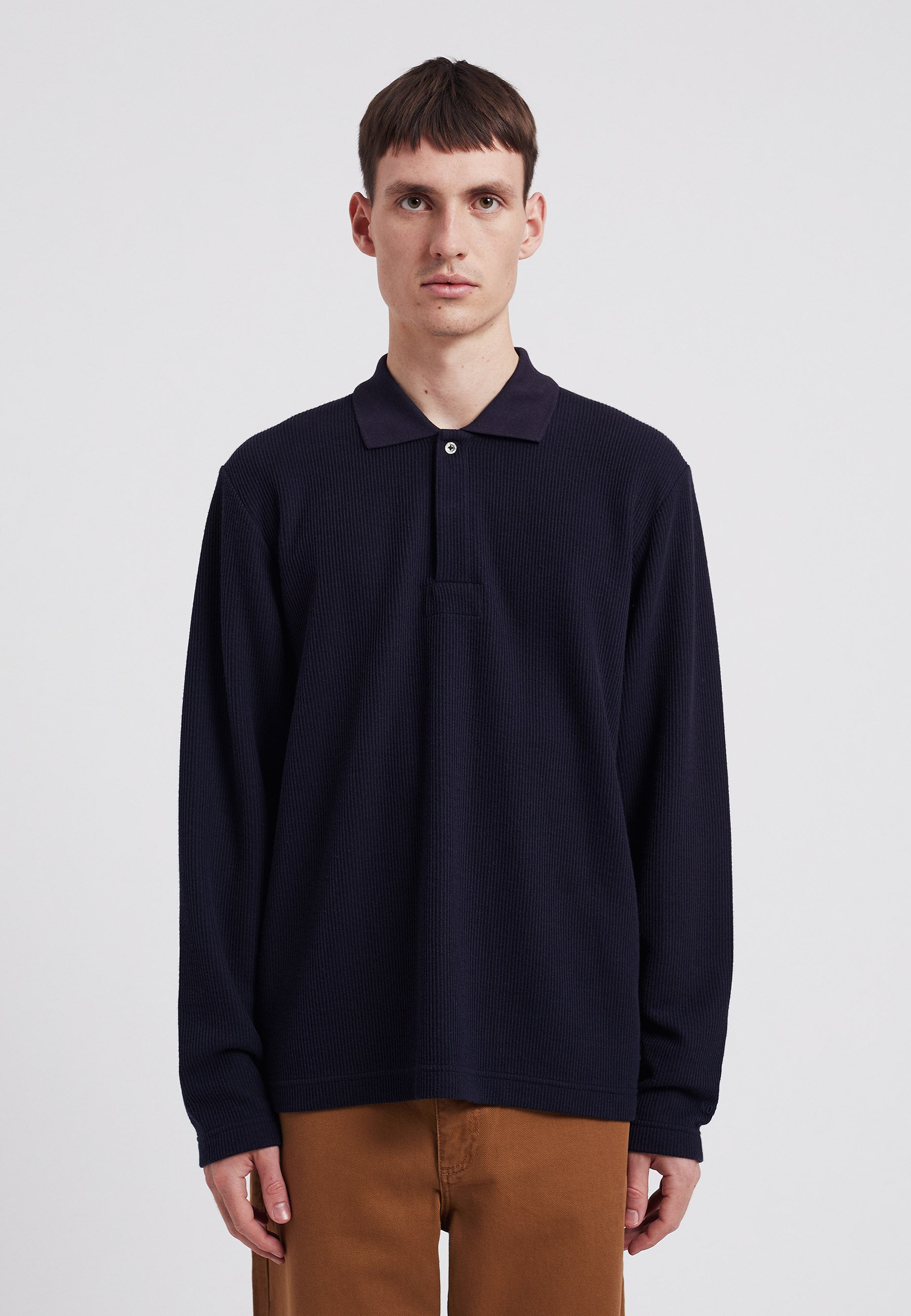 Ruben Double Face LS Polo - Dark Navy